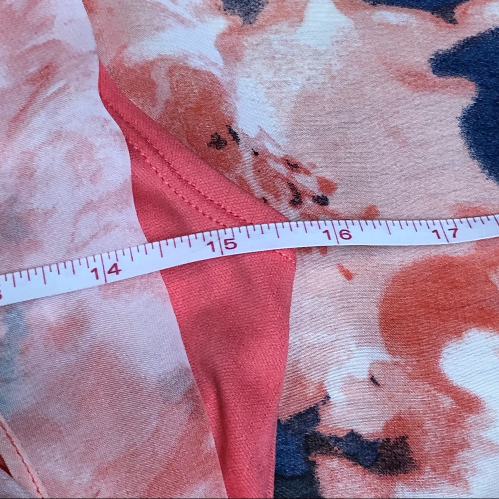 IZ BYER coral floral splatter dress rope belt Sz M - Picture 11 of 15